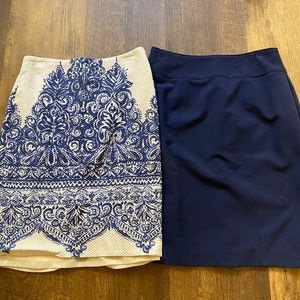 Navy Blue Women’s Pencil Skirt Bundle - J.Crew & Worthington - Size 2 & 4